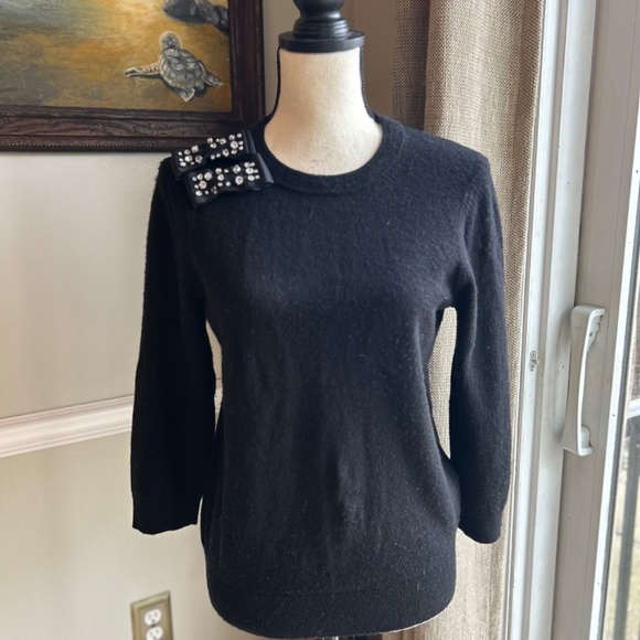 KATE SPADE | Make Magic Embellished Black Bow Crewneck Sweater - Picture 3 of 7